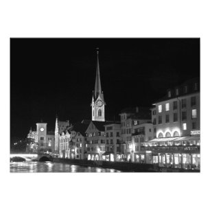 Nachtansicht von Zürich Fotodruck