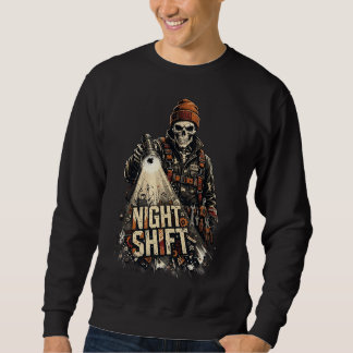 Nachtarbeit Mechaniker Skelett Streetwear Grafik Sweatshirt
