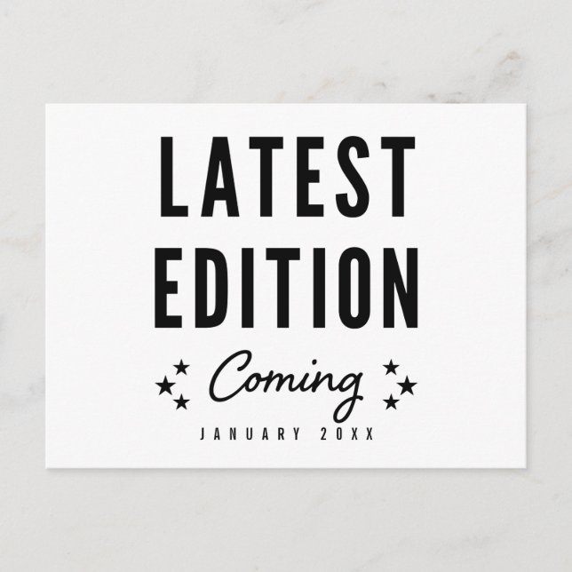 Nachtausgabe-kommende Schwangerschafts-Mitteilung Ankündigungspostkarte (Vorderseite)