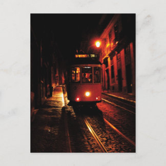 Nachtbahn in Lissabon Postkarte