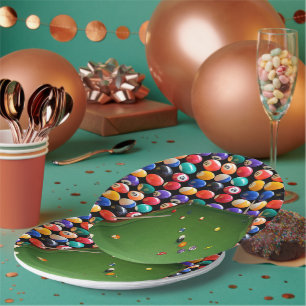 Nachtballfarbe mit Ballen und Kugeln, Pappteller