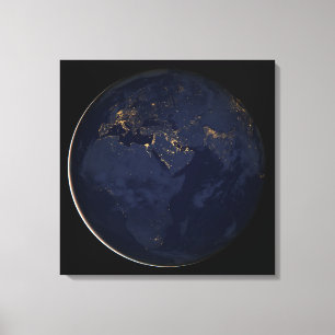 Nachtbeleuchtung in Europa, Afrika und im Nahen Os Leinwanddruck