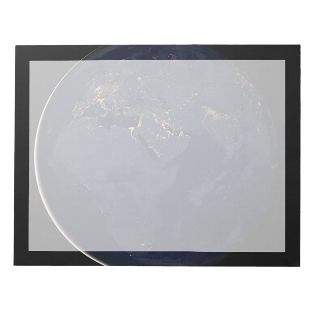 Nachtbeleuchtung in Europa, Afrika und im Nahen Os Notizblock (Vorderseite)