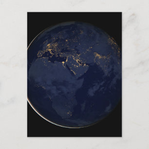 Nachtbeleuchtung in Europa, Afrika und im Nahen Os Postkarte