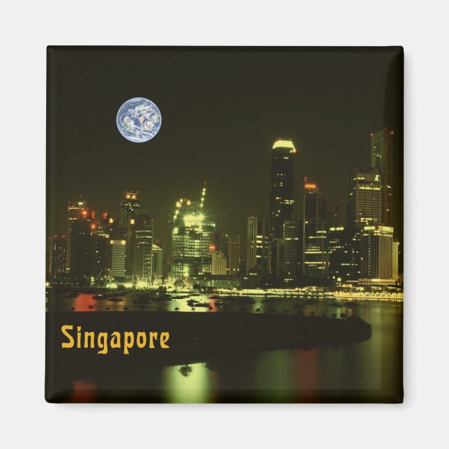 Nachtbeleuchtung in Singapur Magnet (Vorne)