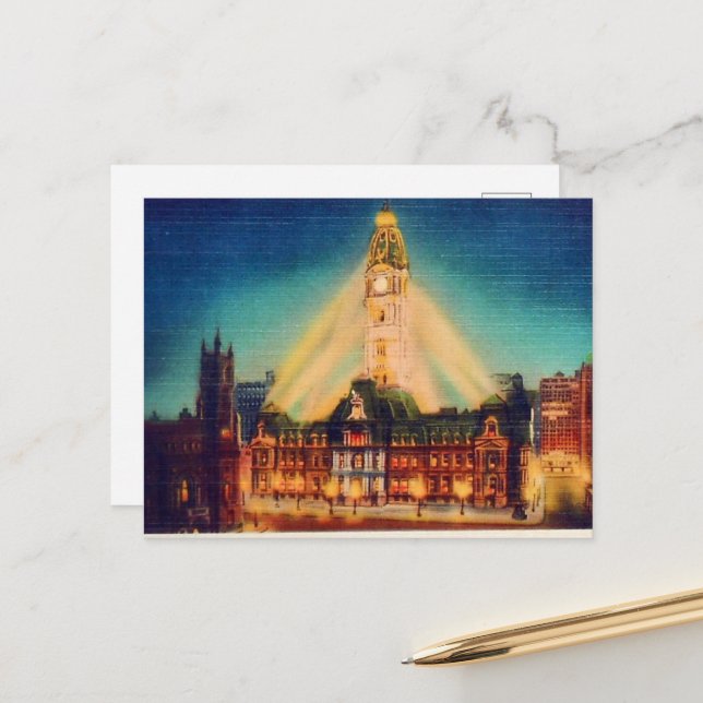 Nachtbild der Stadt Feiertagspostkarte (Vorderseite/Rückseite Beispiel)