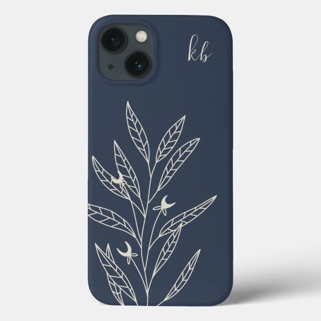 Nachtblau | Mystic Boho Botanic Monogram Case-Mate iPhone Hülle (Rückseite)