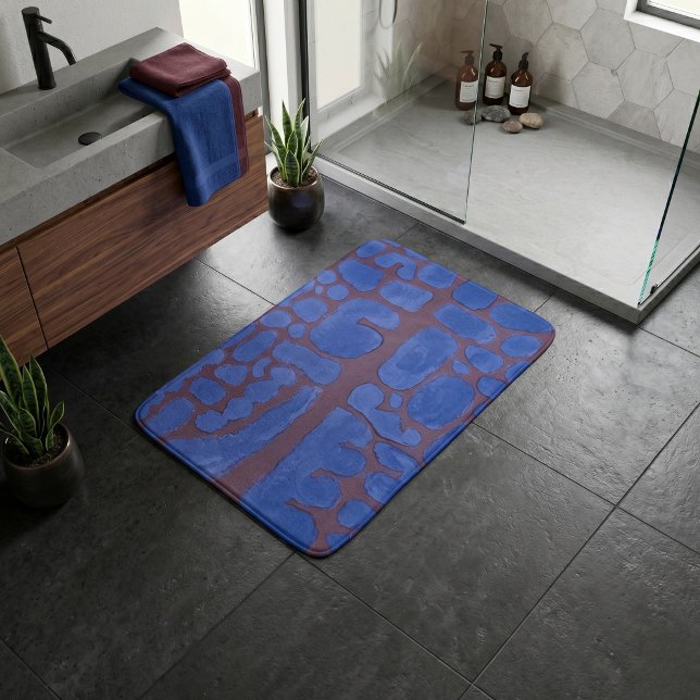 Nachtblaue abstrakte moderne Kunst Badematte (Von Creator hochgeladen)
