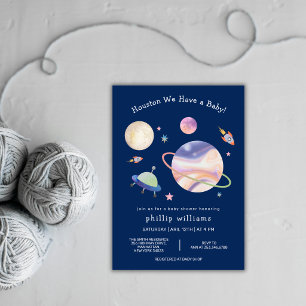 Nachtblaue Galaxie Weltraum Mond Stern Baby Shower Einladung