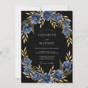 Nachtblaue majestätische Hochzeit am Abend Einladung