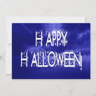 Nachtblauer Happy Halloween Text Einladung