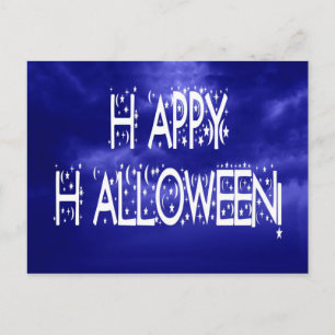 Nachtblauer Happy Halloween Text Postkarte