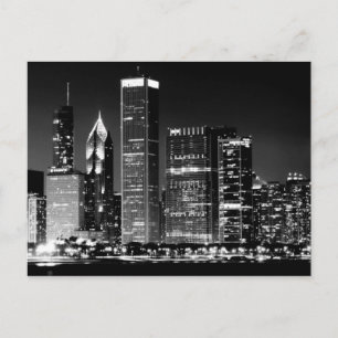 Nachtblick auf Chicagos berühmtes Stadtbild Postkarte