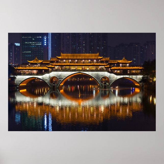 Nachtblick auf die Anshun-Brücke Poster (Vorne)