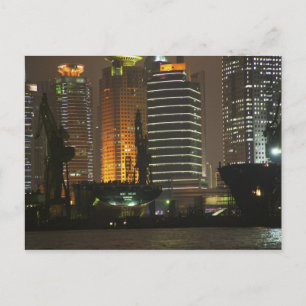 Nachtblick auf die Höhen in Pudong New Area by Postkarte