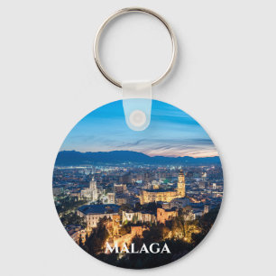 Nachtblick auf die Kathedrale von Malaga, Spanien Schlüsselanhänger
