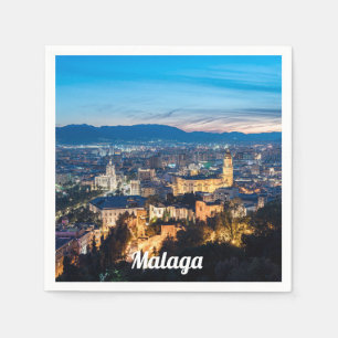Nachtblick auf die Kathedrale von Malaga, Spanien Serviette