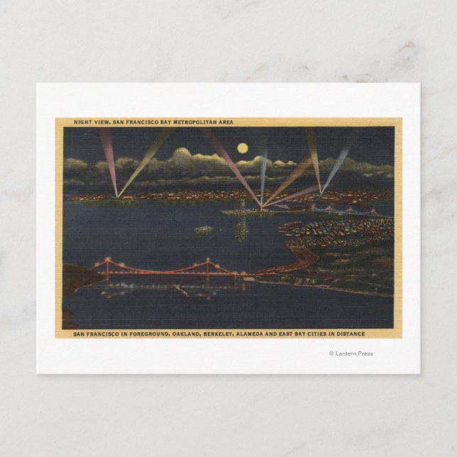 Nachtblick auf die Metropolitan Bay Postkarte (Vorderseite)