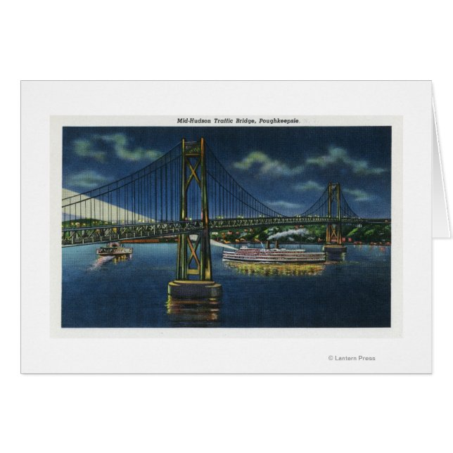 Nachtblick auf die Mid-Hudson-Brücke (Vorderseite (Horizontal))