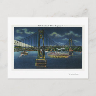 Nachtblick auf die Mid-Hudson-Brücke Postkarte