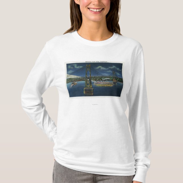 Nachtblick auf die Mid-Hudson-Brücke T-Shirt (Vorderseite)