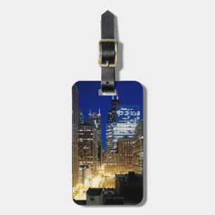 Nachtblick auf die Stadt Chicago Gepäckanhänger