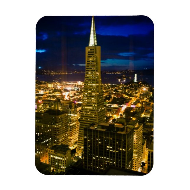 Nachtblick auf San Francisco. Magnet (Vertikal)