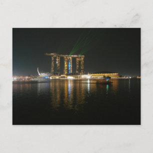 Nachtblick auf Singapur Postkarte