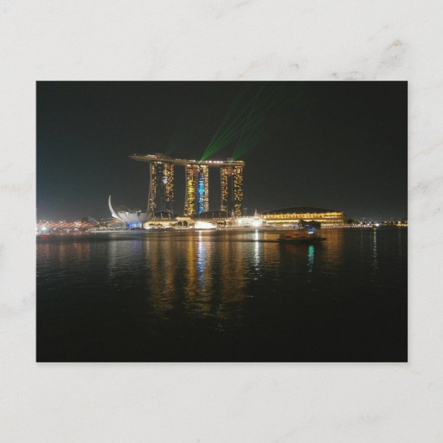 Nachtblick auf Singapur Postkarte (Vorderseite)