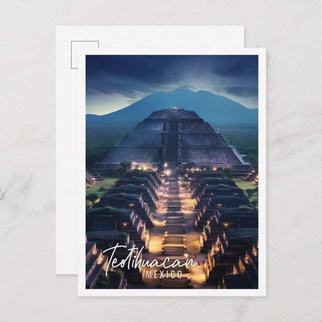 Nachtblick auf Teotihuacan Mexiko Postkarte (Vorne/Hinten)