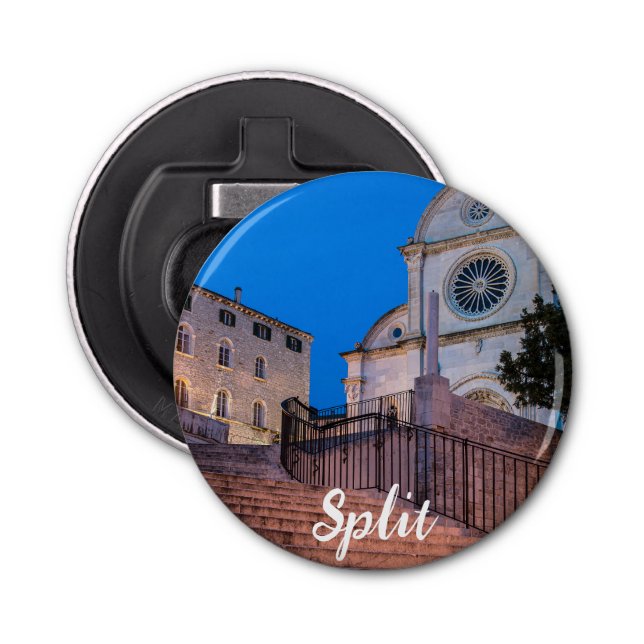 Nachtblick auf Treppe und Kirche in Split, Kroatie Flaschenöffner (Vorderseite)