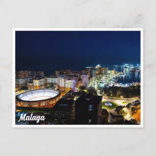Nachtblick in Malaga, Spanien Postkarte