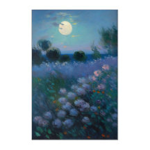 Nachtblüte Wildblumen Vollmondmalerei