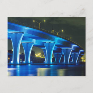Nachtbrücke im Hafen von Miami, Florida Postkarte