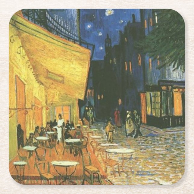 Nachtcafé Malerei von van Gogh Rechteckiger Pappuntersetzer (Vorderseite)