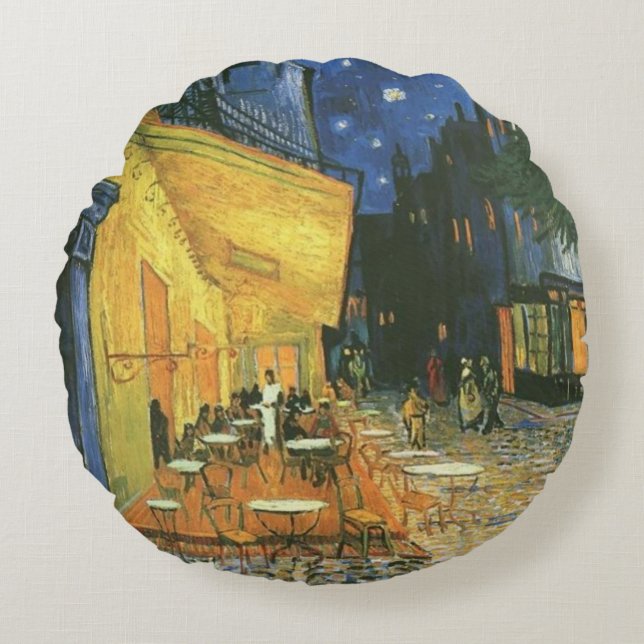 Nachtcafé Malerei von van Gogh Rundes Kissen (Vorderseite)