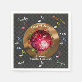 Nachtdisco Wörter & Disco Ball Abschluss Serviette