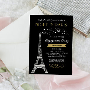 Nächte in Paris Eiffelturm Gold Party Einladung