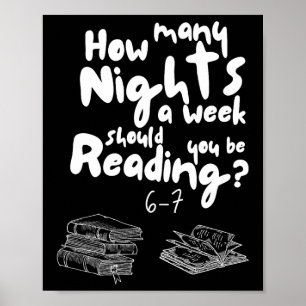 Nächte lesen 6-7 Meme Englischlehrer Buchliebhaber Poster