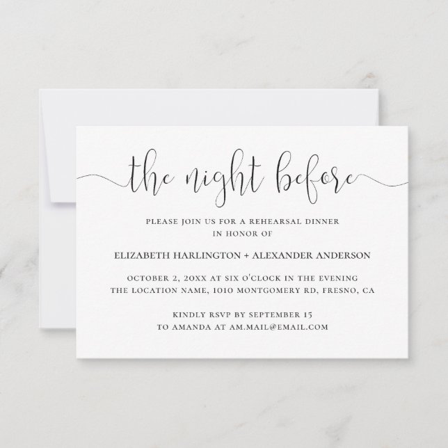 Nächte zuvor. Schwarz-Weiß-Probe Einladung (Vorderseite)