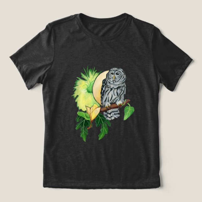 Nachteule und Mond Tri-Blend Shirt (Design Vorderseite)