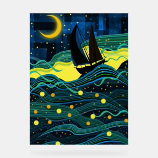 Nachtfahrt (Schiff auf See) Acrylschild