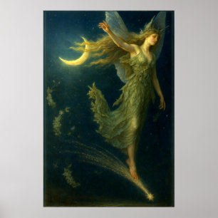 Nachtfee auf einem Sternschnuppe reitend Fantasy-K Poster