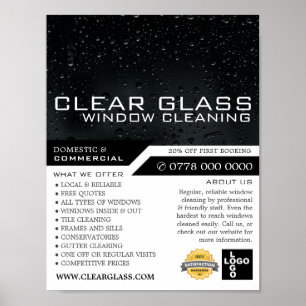 Nachtfenster, Fensterreinigung Werbung Poster