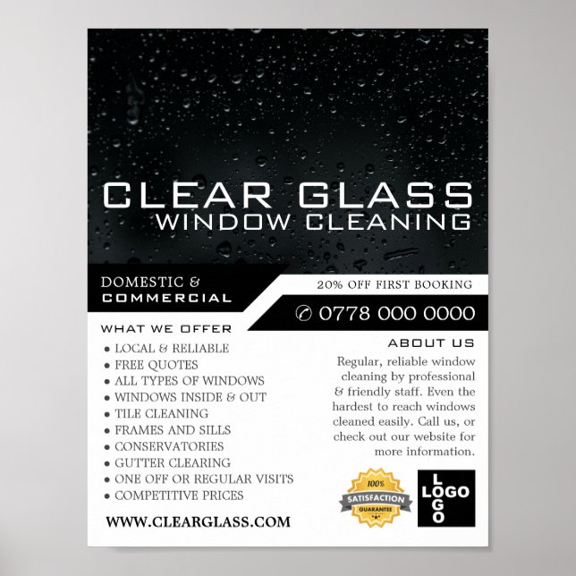 Nachtfenster, Fensterreinigung Werbung Poster (Vorne)