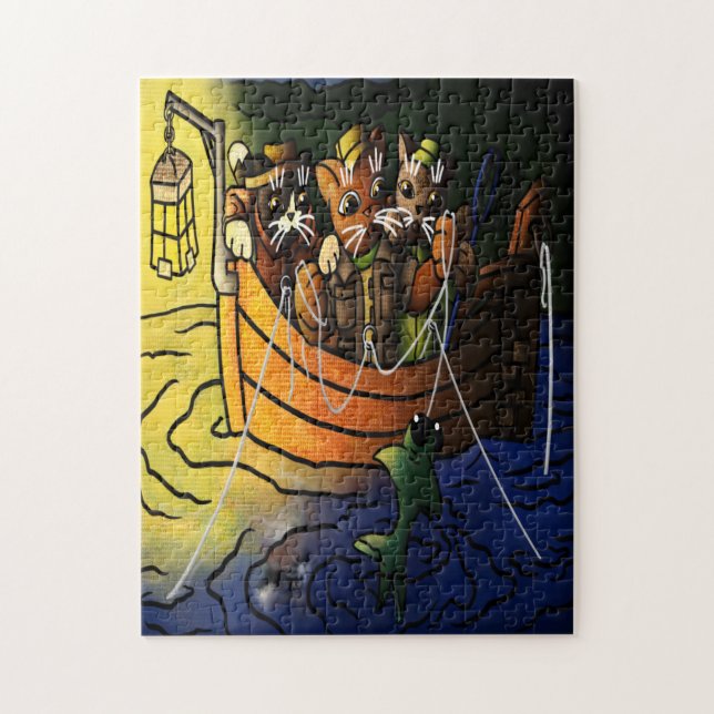 Nachtfischen Puzzle (Vertikal)