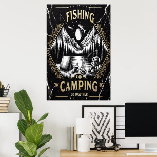 Nachtfischen und Camping Adventure Poster