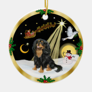 NachtFlug- Cavalier King Charles (schwarz-tan) Keramikornament
