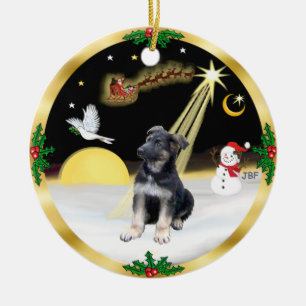 Nachtflug - Deutscher Schäferhund-Welpe Keramik Ornament