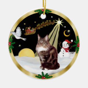 Nachtflug (GW) - Maine Coon Katze 9 Keramik Ornament